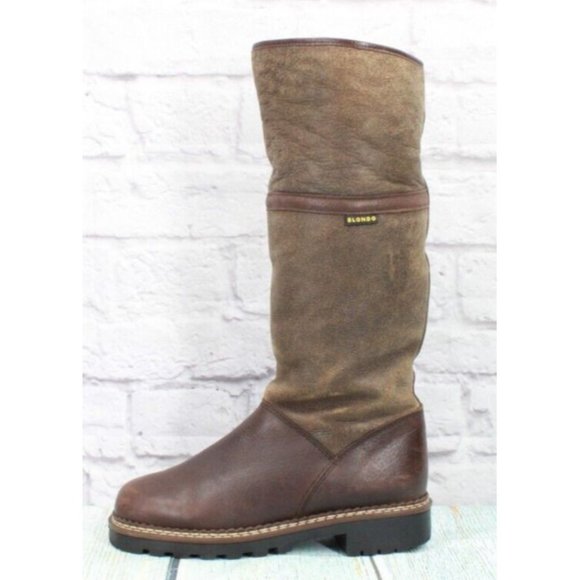 Blondo Shoes - Blondo Brown Leather Waterproof Shearling Lined Tall Duck Boots Size 8 B